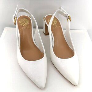 Vince Camuto Hamden White Heels Pointed Toe Slingback Pumps Size 7